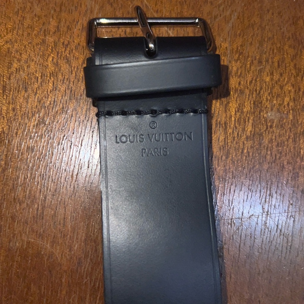 Genuine Louis Vuitton black leather luggage strap